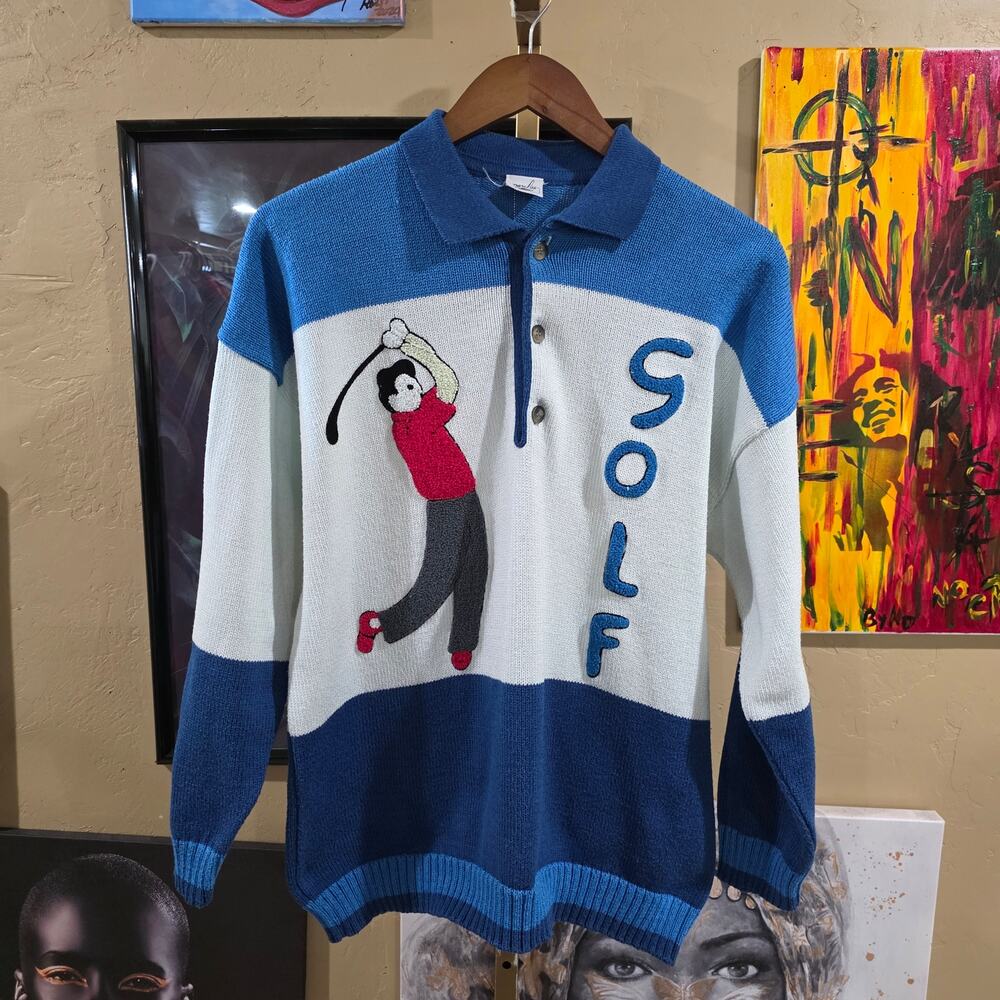 Vintage 80s Golf Embroidered Euro Import Oversized Grandpacore Sweater XL